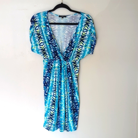 Tart Bright Blue Patterned Beach‎ Coastal Midi Dress XS - Picture 1 of 6